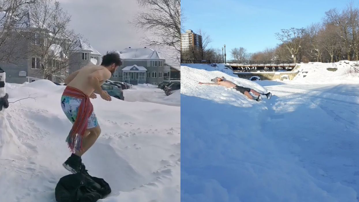 Des Québécois prennent un «bain de neige» pour le Carnaval et c’est vraiment tordant