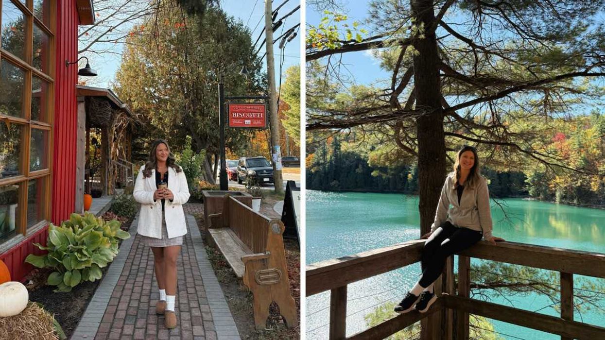 Izabelle Bee au Biscotti & Cie. Droite : Une femme au Lac Pink.