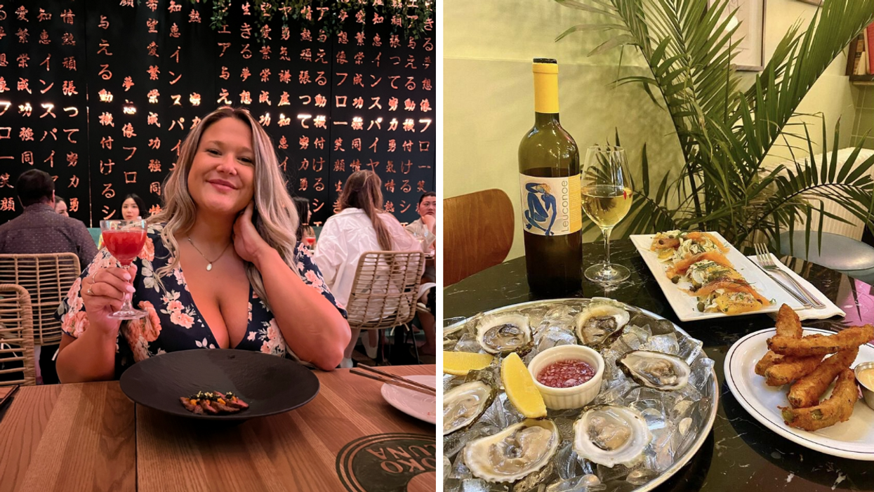 Izabelle Bernier au Yoko Luna. Droite : Plateau d'huître du Tabac Villeray.