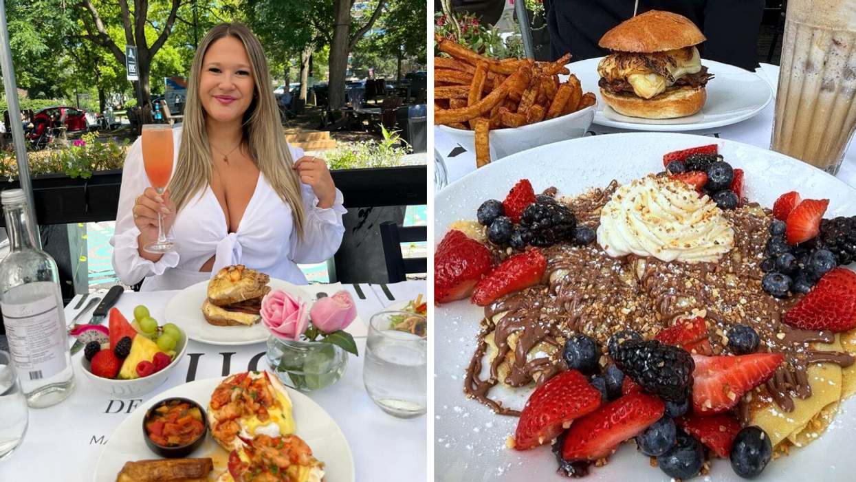 Izabellle Bee au Duc De Lorraine. Droite : Deux plats du Duc De Lorraine à Montréal.
