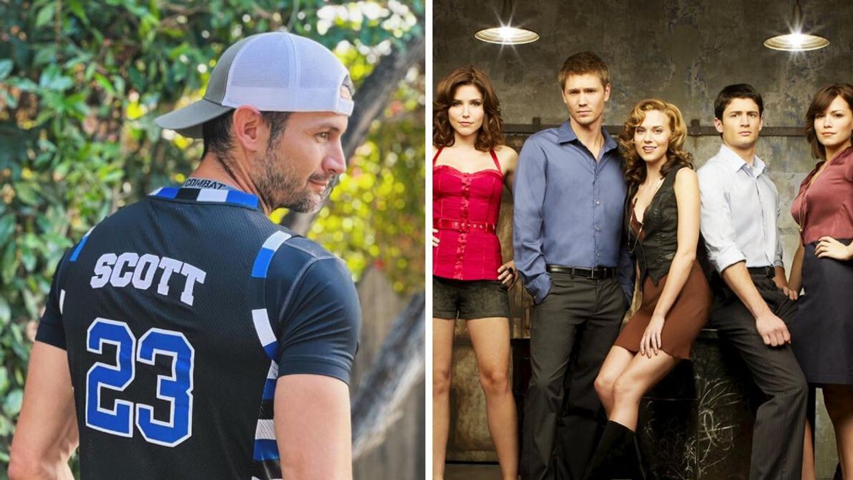 James Lafferty (Nathan Scott). Droite : Les Frères Scott.