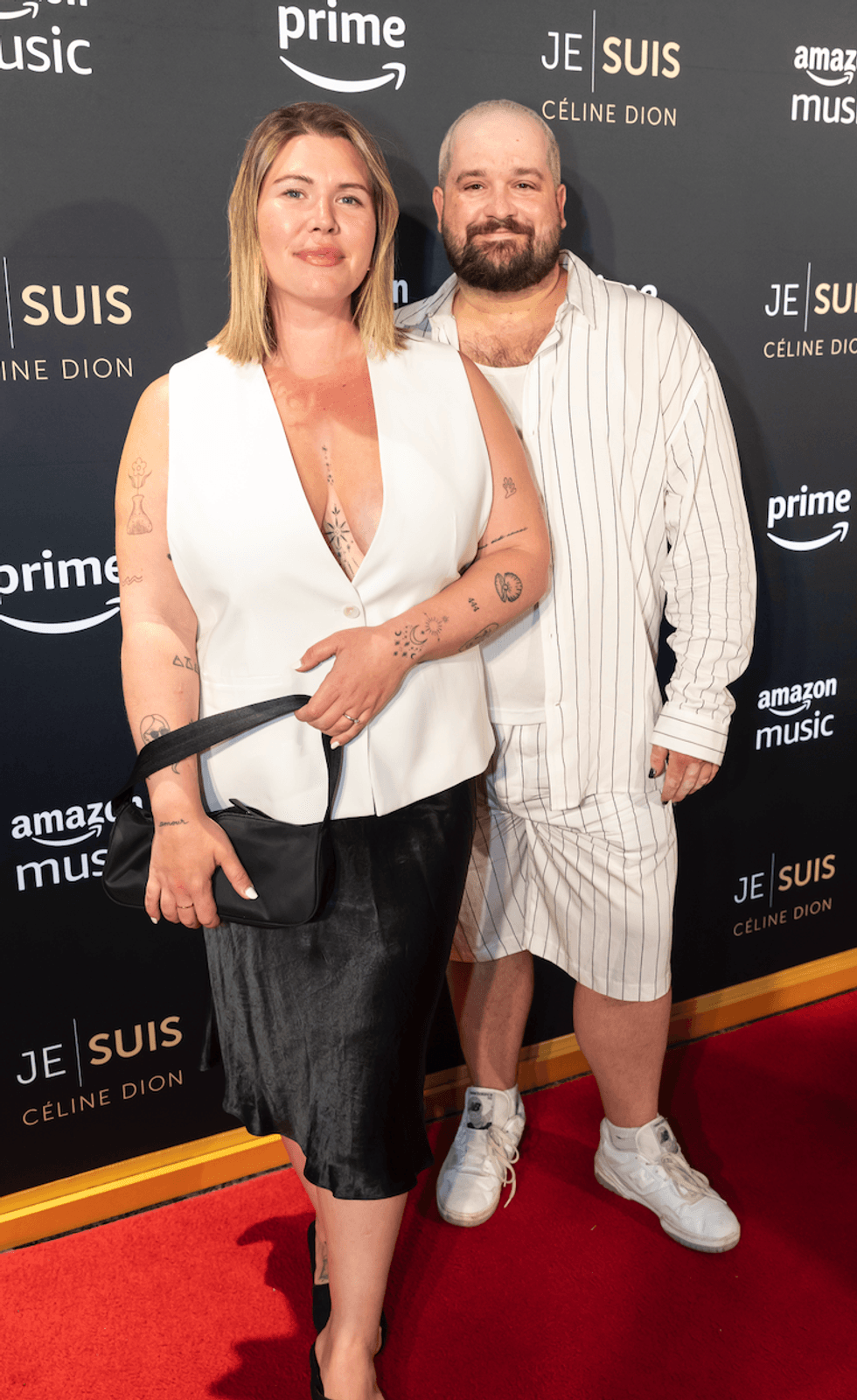 Karl Hardy et Camille D. Sperandio sur le tapis rouge de JE SUIS : C\u00c9LINE DION.
