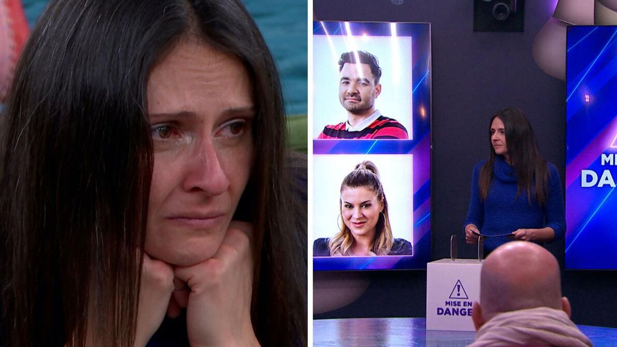 Korine Côté de Big Brother Célébrités 3. Droite : La mise en danger de la semaine 3 de Big Brother Célébrités.
