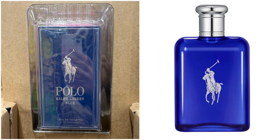 L'eau de toilette Polo Blue Ralph Lauren au Costco. Droite : La bouteille d'eau de toilette Polo Blue Ralph Lauren sur le site de Pharmaprix.