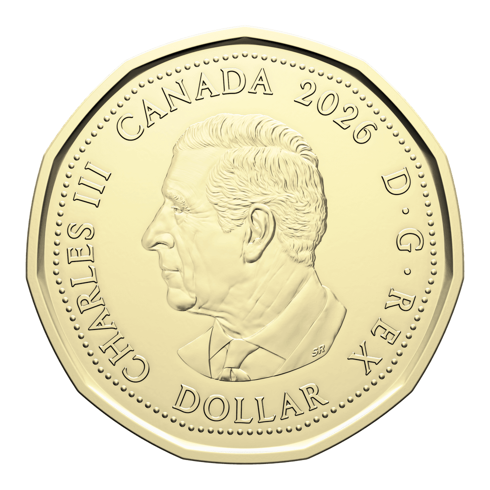 L\u2019avers d\u2019une pi\u00e8ce de 1 $, avec la face du roi Charles III.