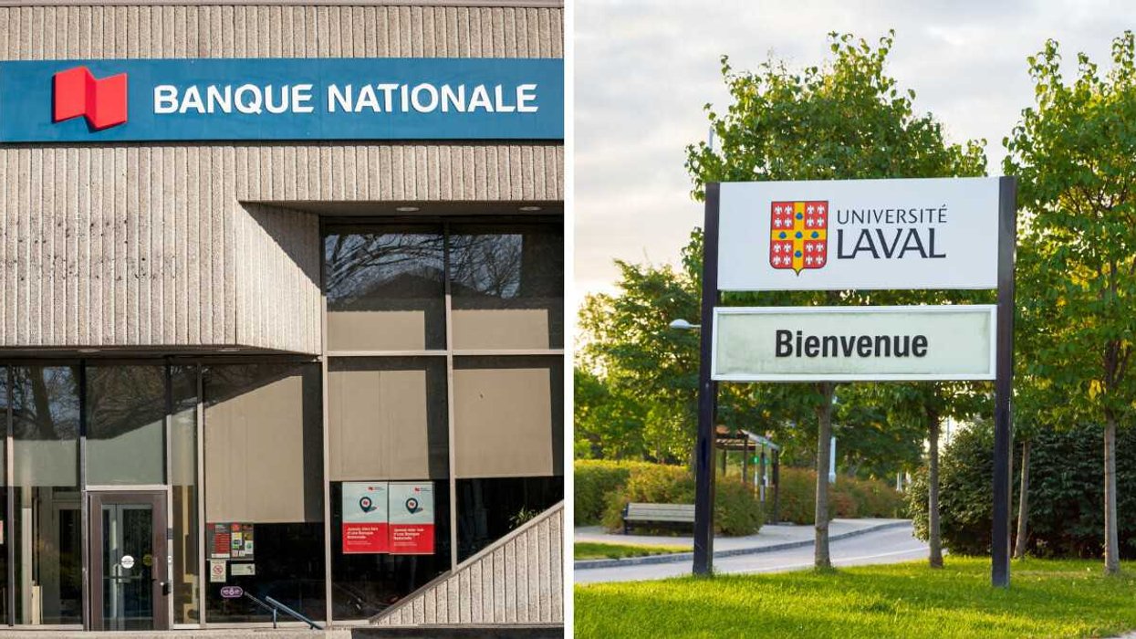 La Banque nationale. Droite : L'Université Laval.