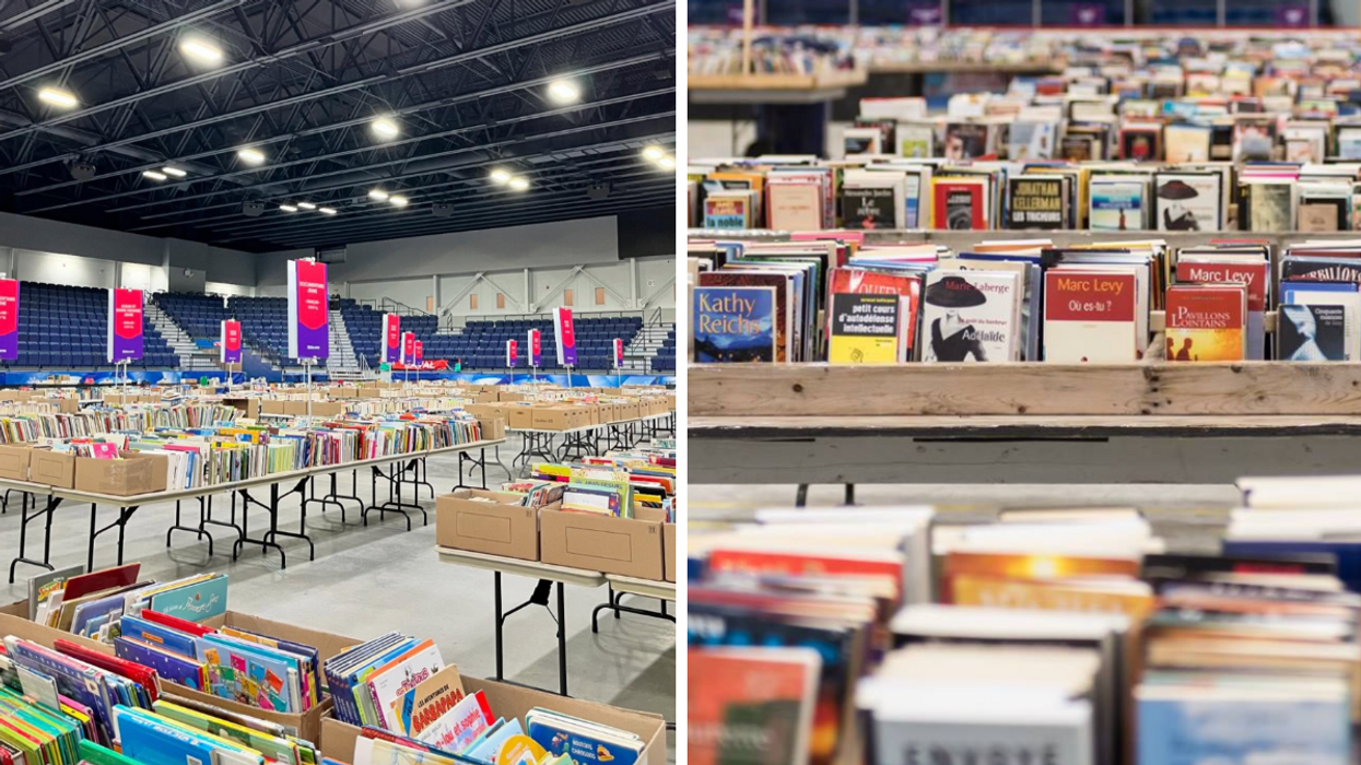 La Bibliovente de Laval. Droite : Les livres de la Bibliovente de Laval.