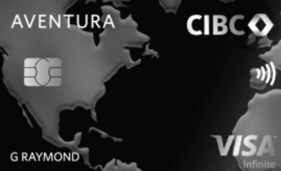La carte noire et argent\u00e9e Aventura CIBC Visa Infinite.