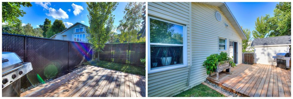 La cour arri\u00e8re avec terrasse d'une maison \u00e0 vendre \u00e0 Laval.