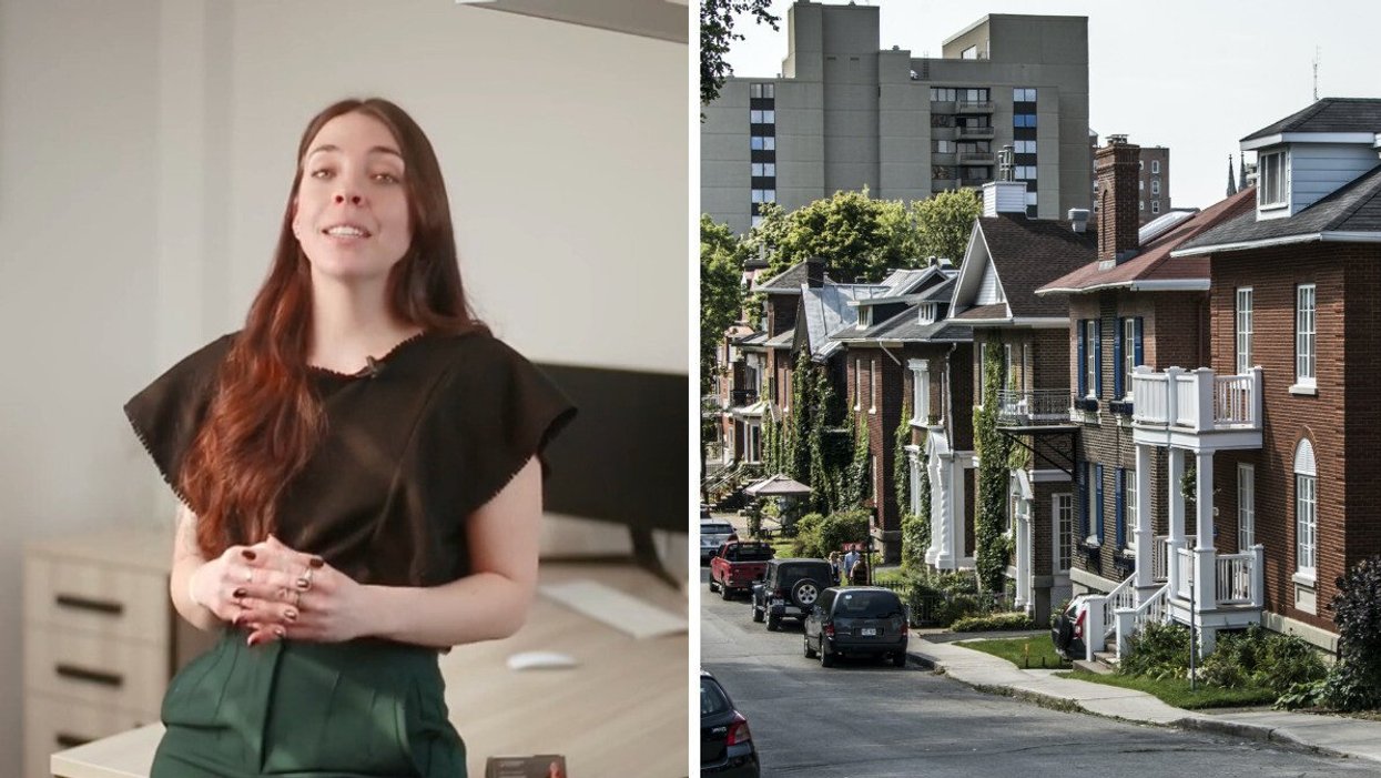La courtière hypothécaire Ariane Robert. Droite : Des maisons au Québec.