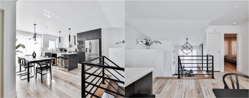 La cuisine et la salle \u00e0 manger.