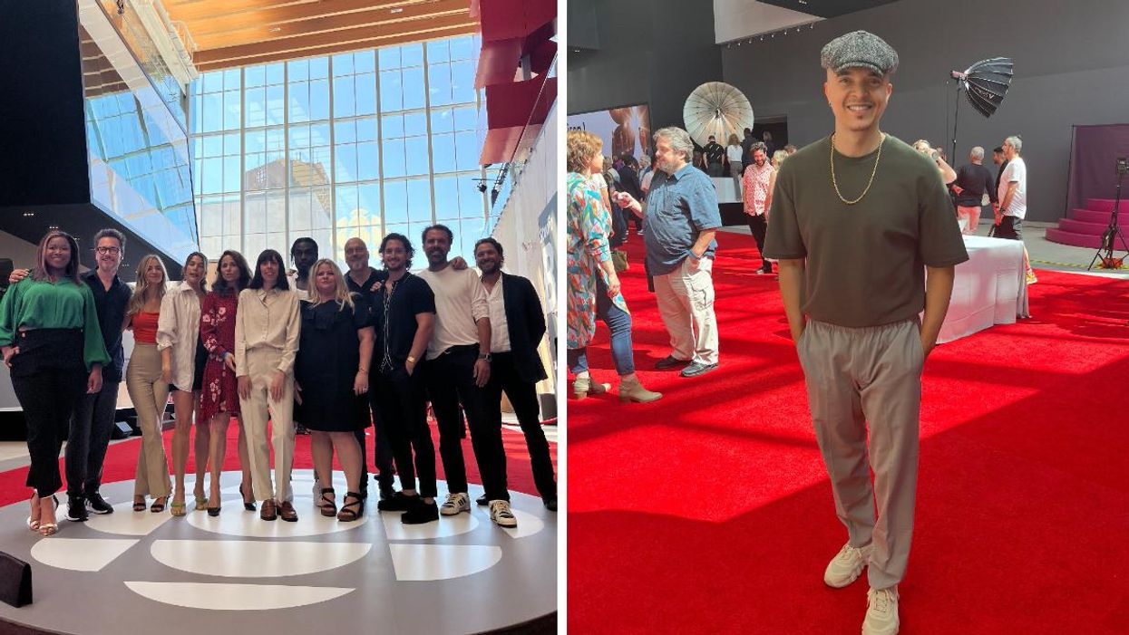 La distribution de la série dramatique STAT. Droite : Rachid Badouri.