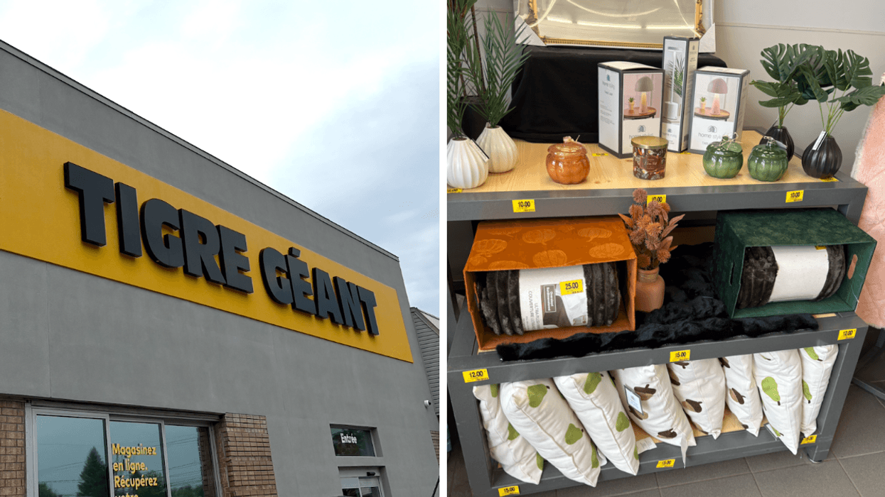 La façade d'un Tigre Géant. Droite : Des décorations d'automne au Tigre Géant.