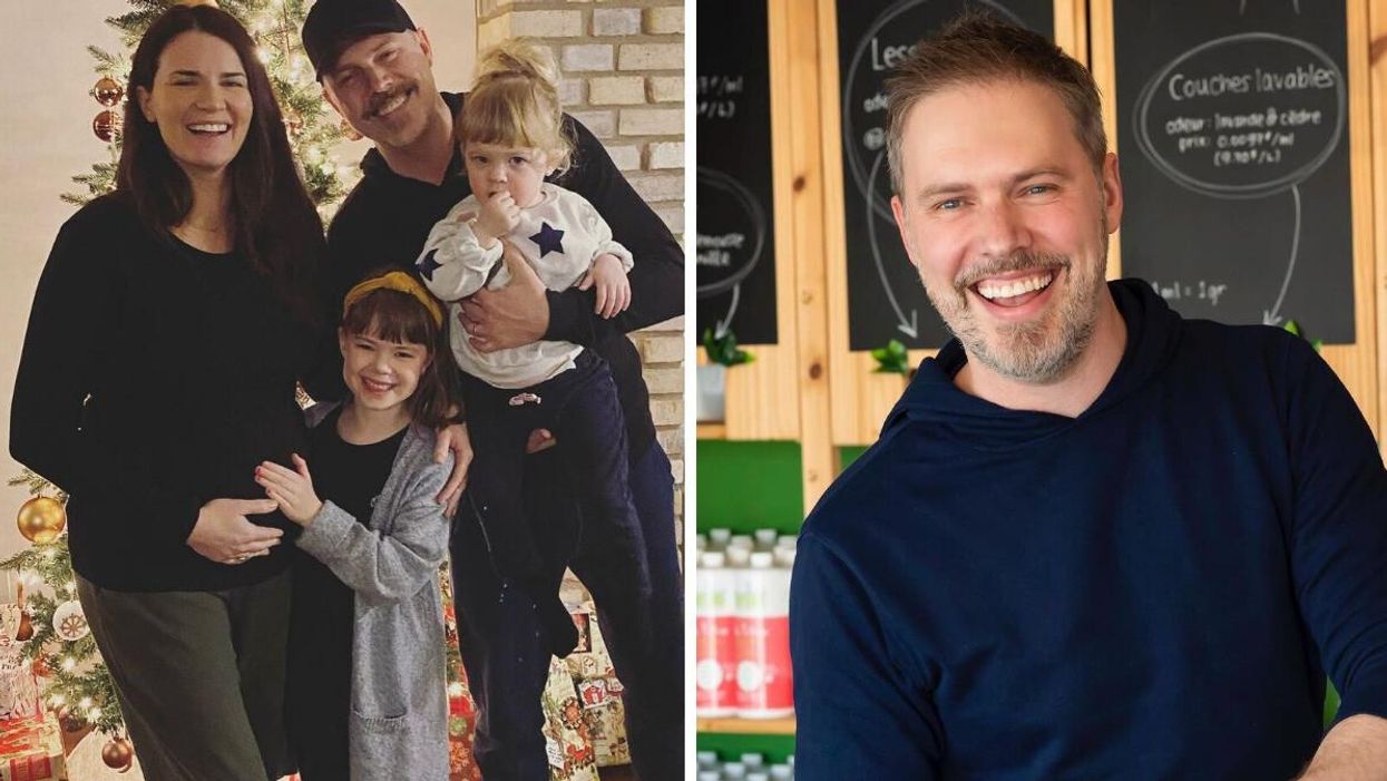 La famille de Marie-Ève Janvier et Jean-François Breau. Droite : Jean-François Breau.