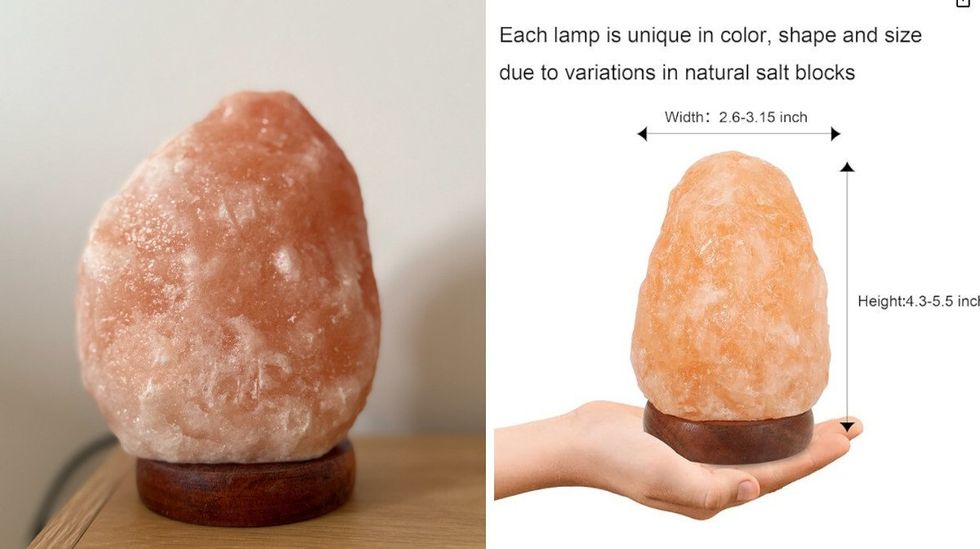 La lampe de sel de l'Himalaya du Dollarama. Droite : La lampe de sel de l'Himalaya d'Amazon.