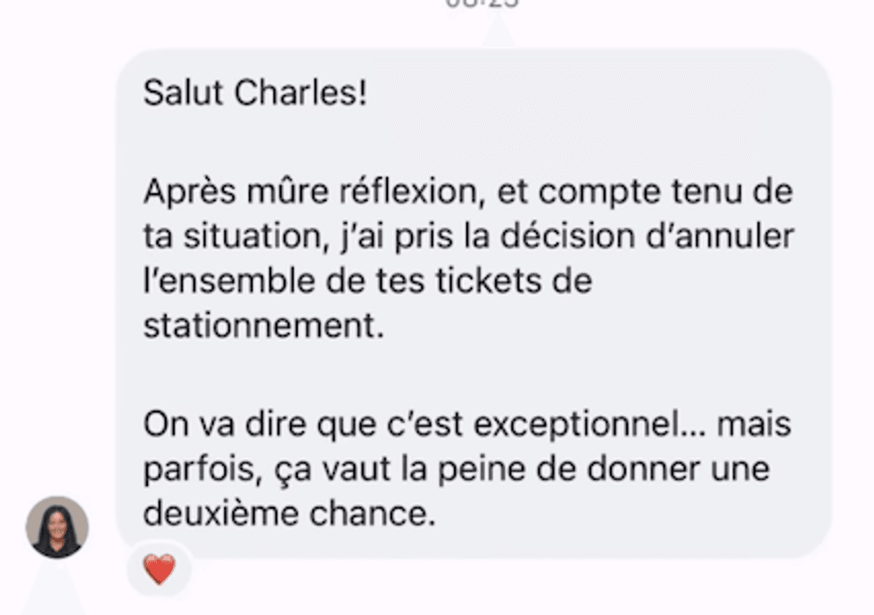 La mairesse offre \u00e0 Charles d'annuler les fameuses contraventions... Le 1er avril.