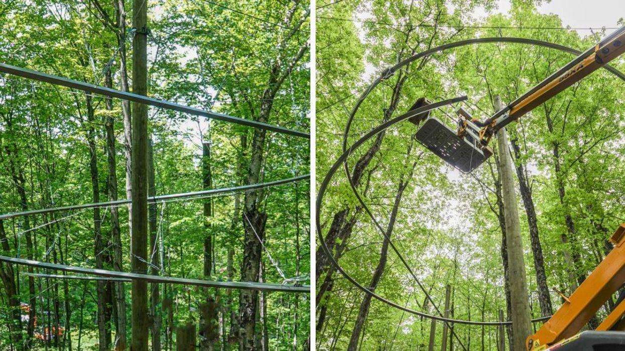 La nouvelle tyrolienne à virages du Mont Sutton.