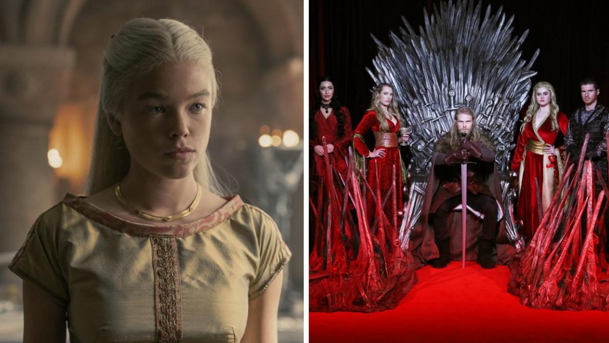 La princesse Rhaenyra Targaryen. Droite : La série House of the Dragon.