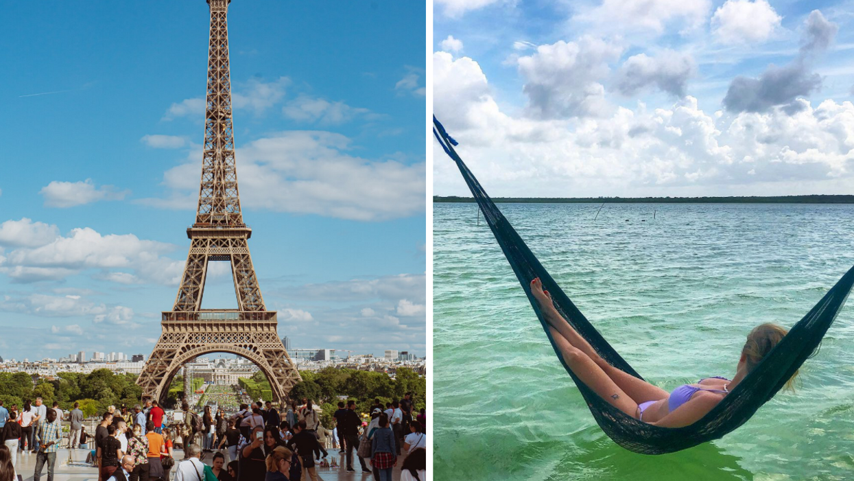 La Tour Eiffel. Droite : Le Mexique.