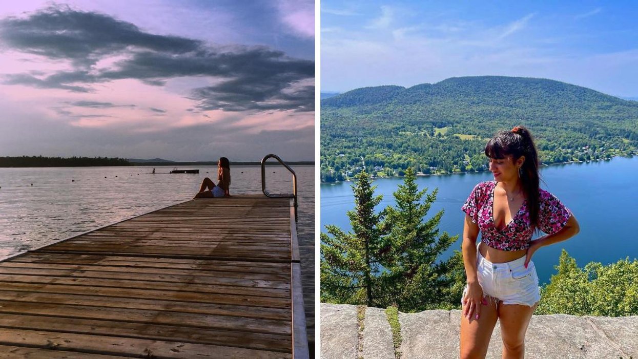 Lac-Brome. Droite : Mont Pinacle.