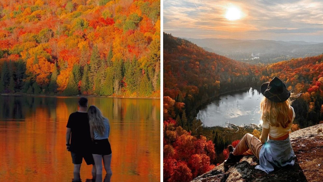 Lac Legault (Mont Kaaikop) dans la région des Laurentides à Sainte-Lucie des Laurentides. Droite : Mont King (Val-David), dans les Laurentides.