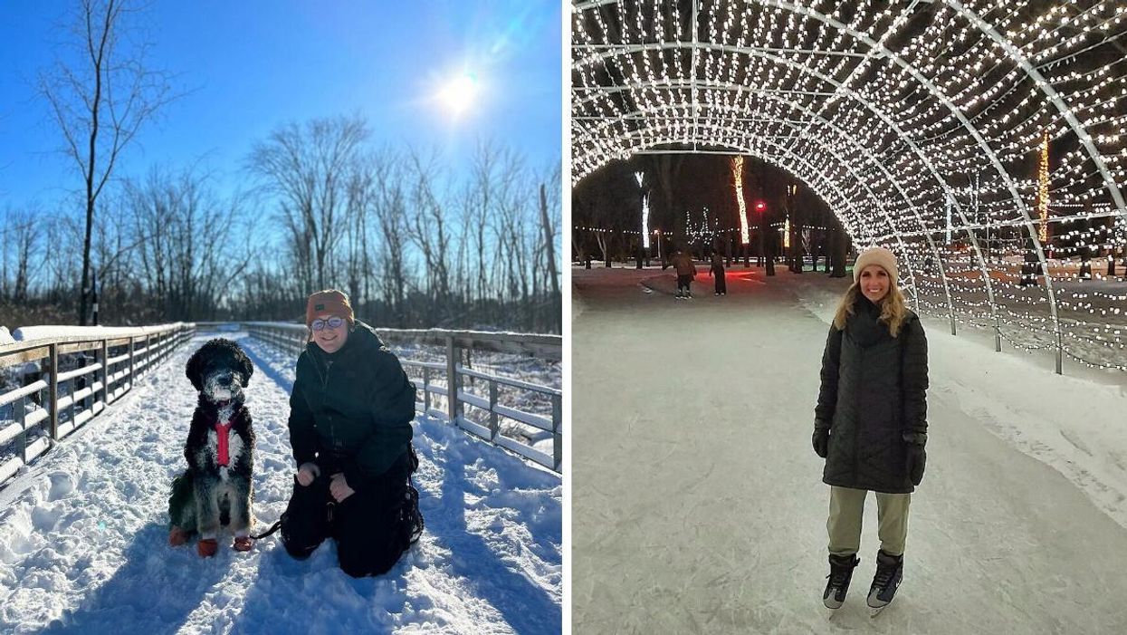 Le Boisé du Tremblay à Longueuil. Droite : La patinoire du parc du Centre-de-Plein-Air-Ronald-Beauregard.