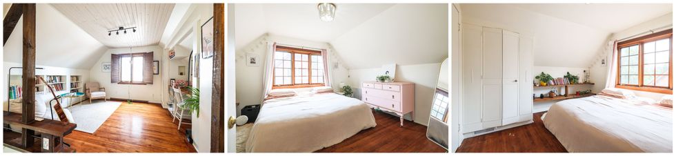Le bureau. Centre : Une chambre. Droite : L'armoire de la chambre.