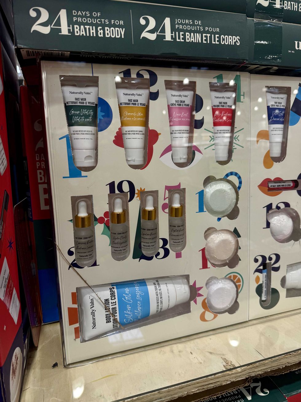 Le calendrier 24 jours de produits pour le bain et le corps de Naturally Vain au Costco.