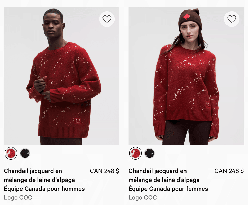 Le chandail jacquard en m\u00e9lange de laine d\u2019alpaga d'\u00c9quipe Canada sur lululemon.