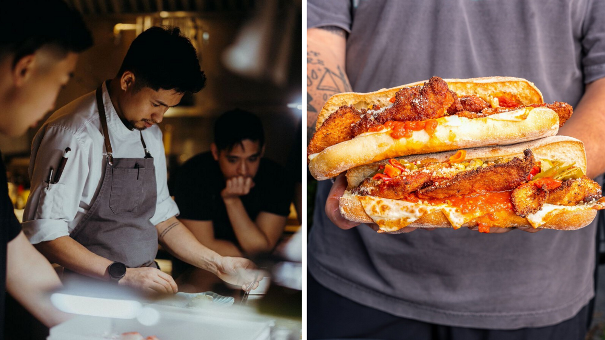 Le chef Michael Ho. Droite : Des sandwichs du Bossa.