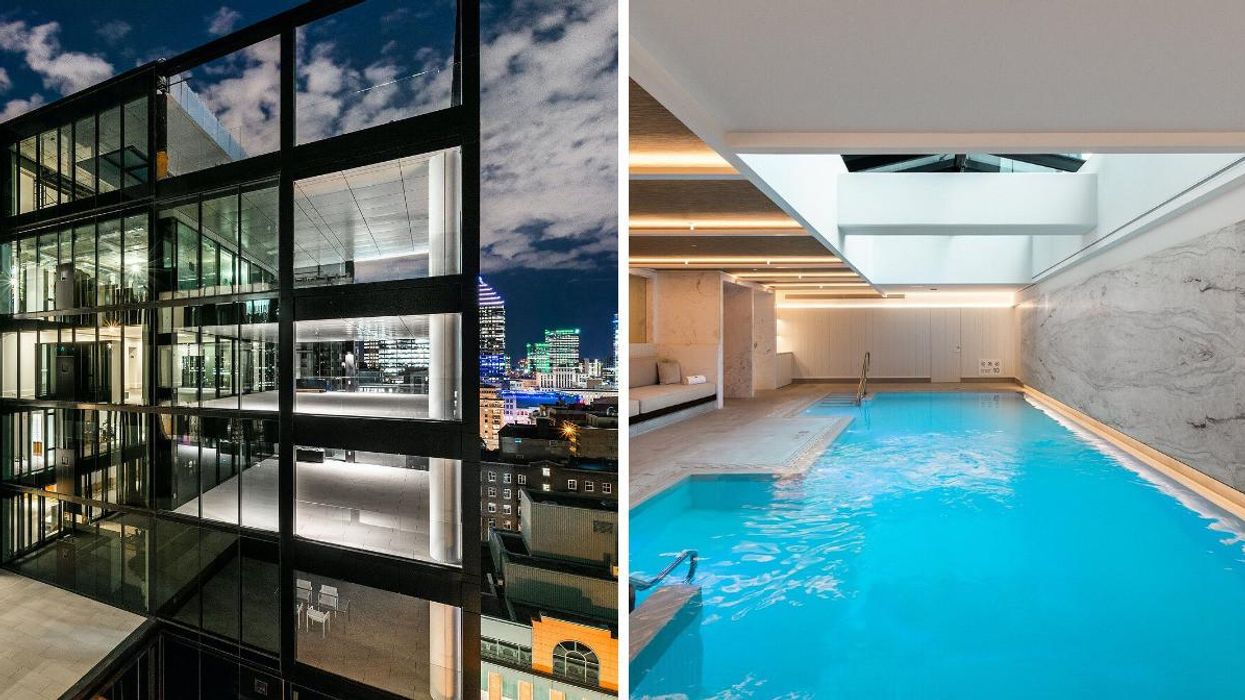 Le condo le plus cher à Montréal. Droite : La piscine du Four Seasons Montréal.