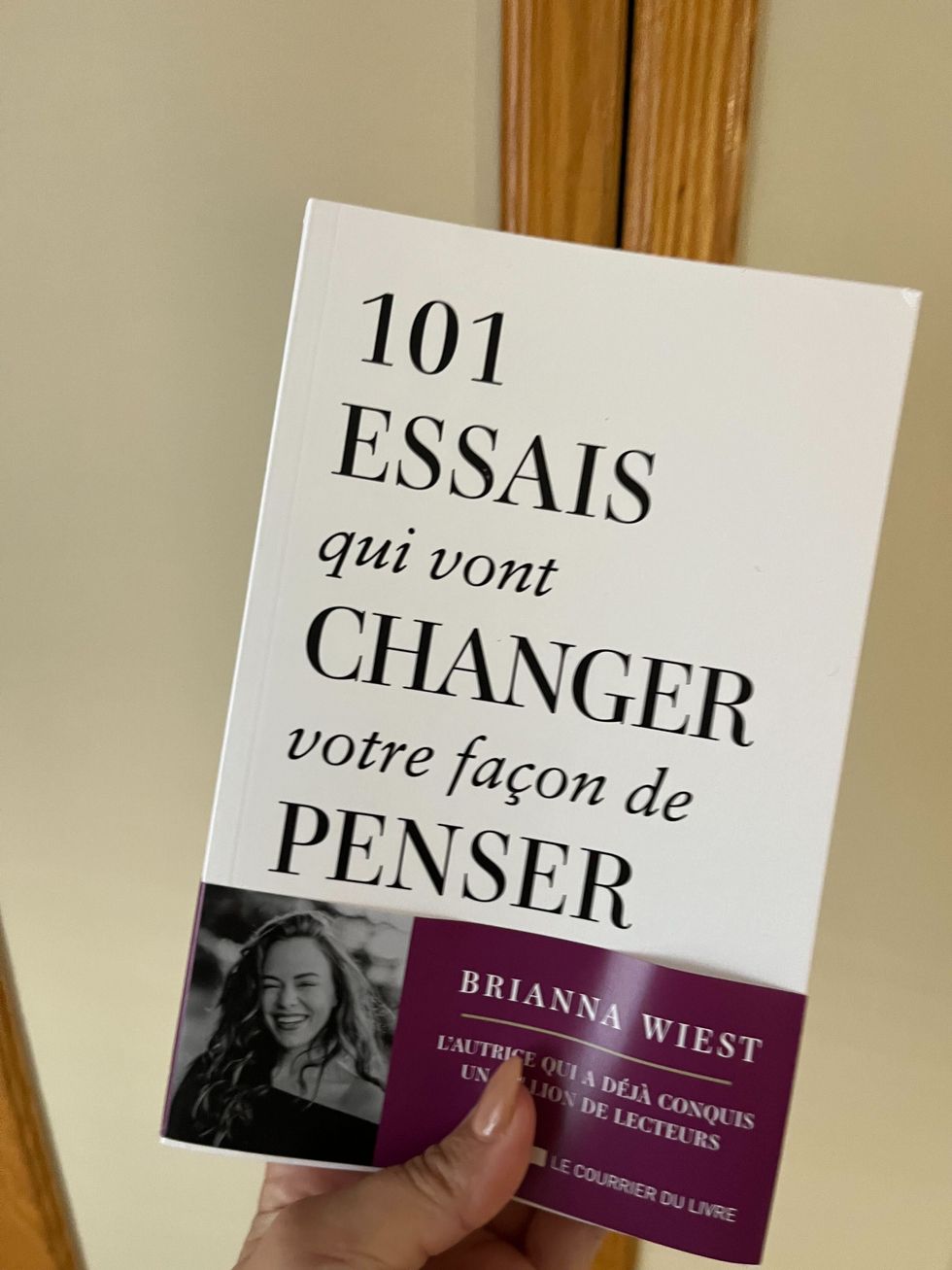 Le livre \u00ab 101 essais qui vont changer votre fa\u00e7on de penser \u00bb de Brianna Wiest entre les mains d'une personne.