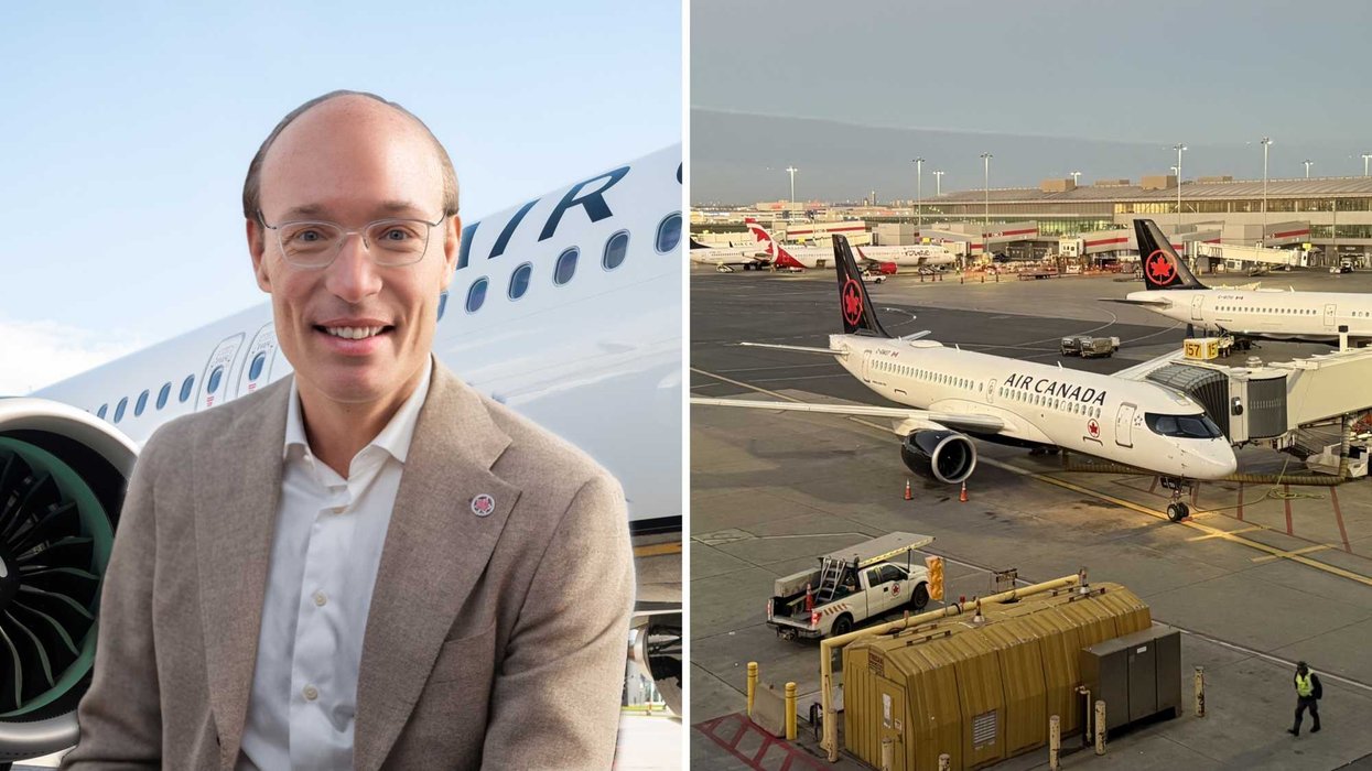 Le Néerlandais Anko Van der Werff. Droite : un avion d'Air Canada