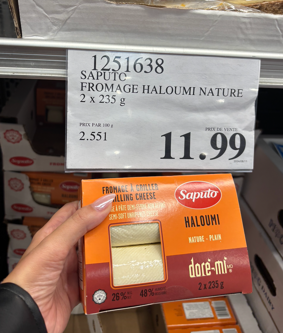 Le paquet de deux fromages Haloumi Dor\u00e9-mi de Saputo au Costco.