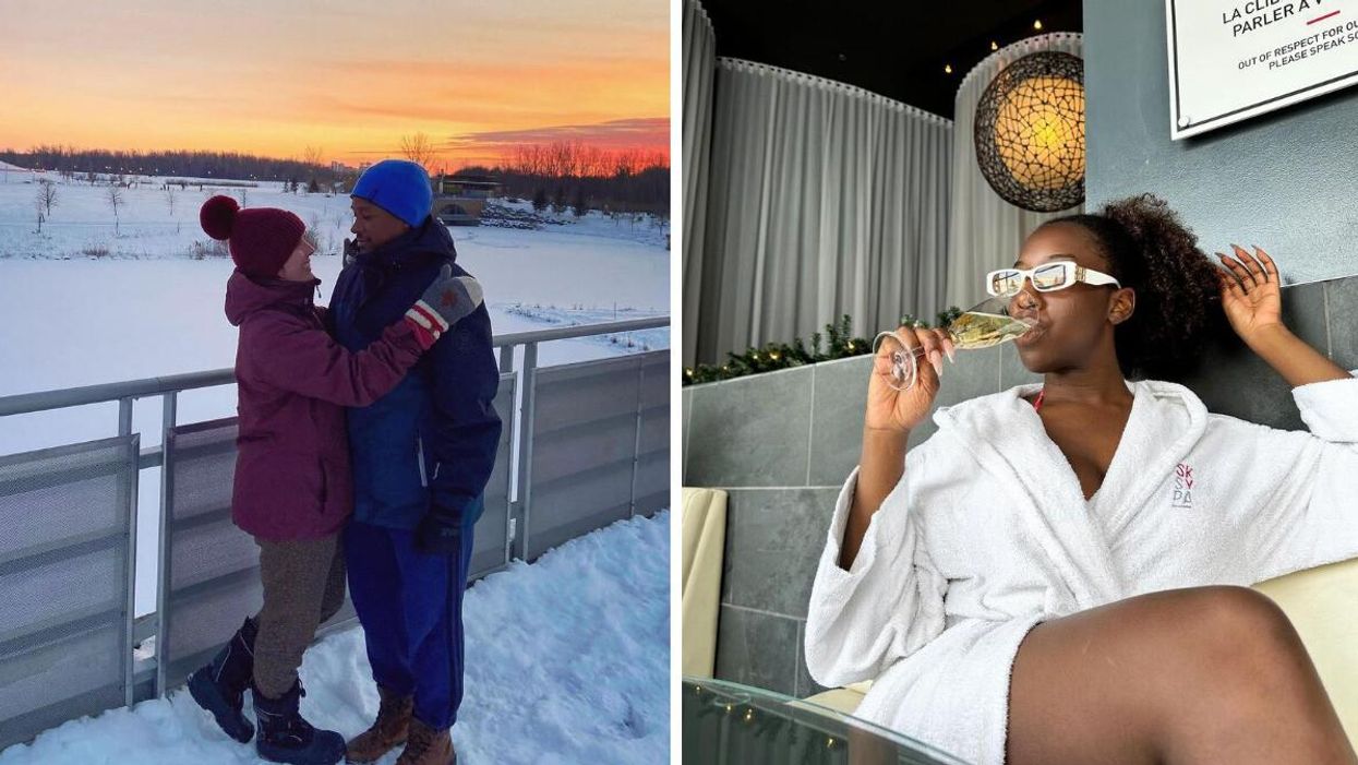 Le parc de la Cité sur la Rive-Sud de Montréal. Droite : Le Skyspa au Quartier Dix30.