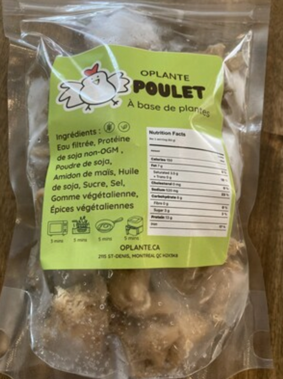 Le poulet \u00e0 base de plantes d'Oplante