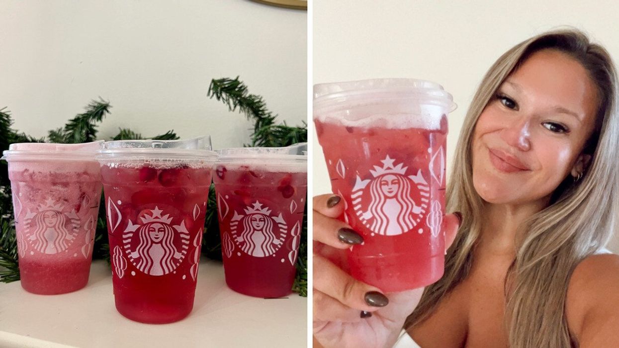 Le Refreshers canneberge et orange à la boisson de coco, le Refreshers canneberge et orange, et le Refreshers canneberge et orange à la limonade. Droite : Izabelle et le Refresher.