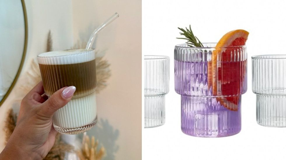 Le verre du Dollarama. Droite : Les verres fines rainures vendus sur Amazon Canada.