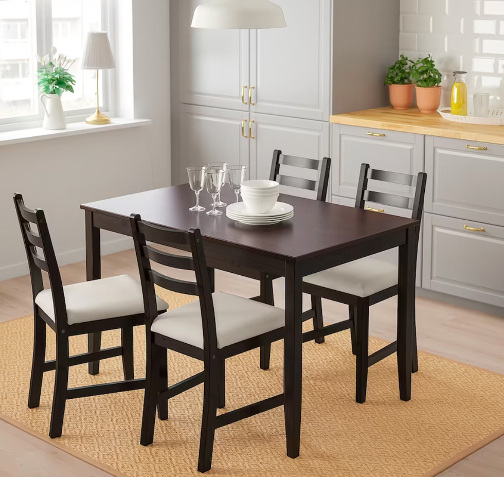 LERHAMN Table et 4 chaises, brun-noir/Vittaryd beige.
