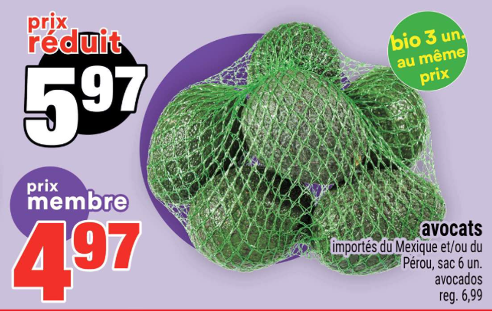 Les avocats en rabais dans la circulaire du Super C.