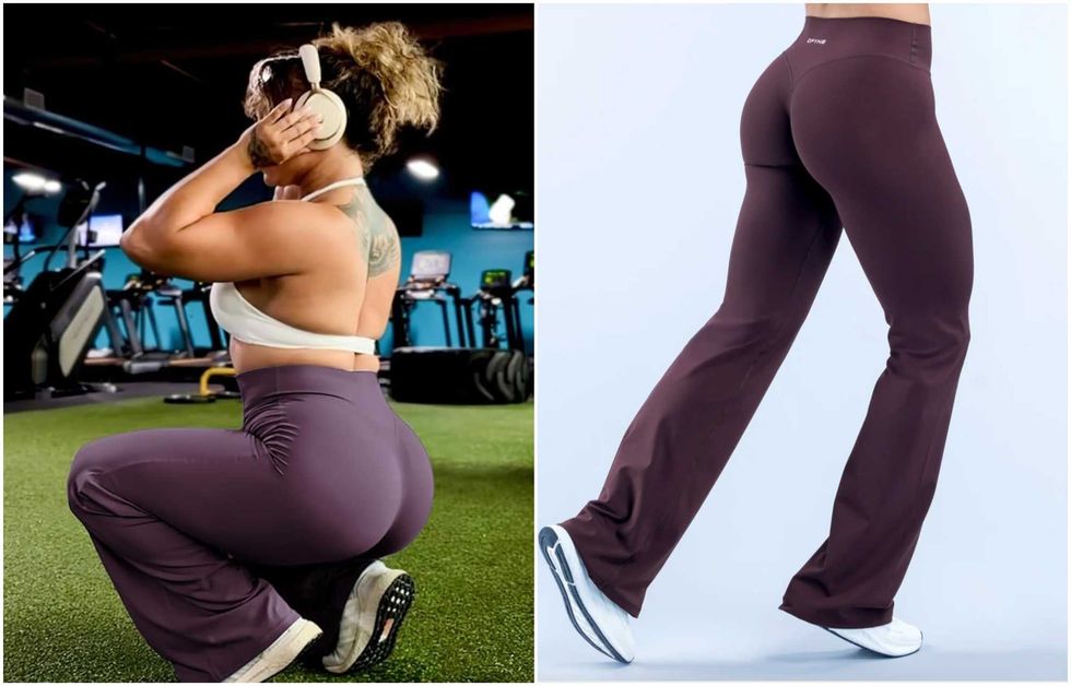 Les leggings Eddiy YEOREO sur Amazon. Droite : Les leggings Origin Flares de DFYNE