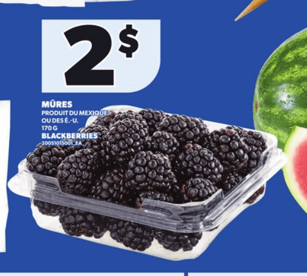 Les m\u00fbres en rabais dans la circulaire du Provigo.