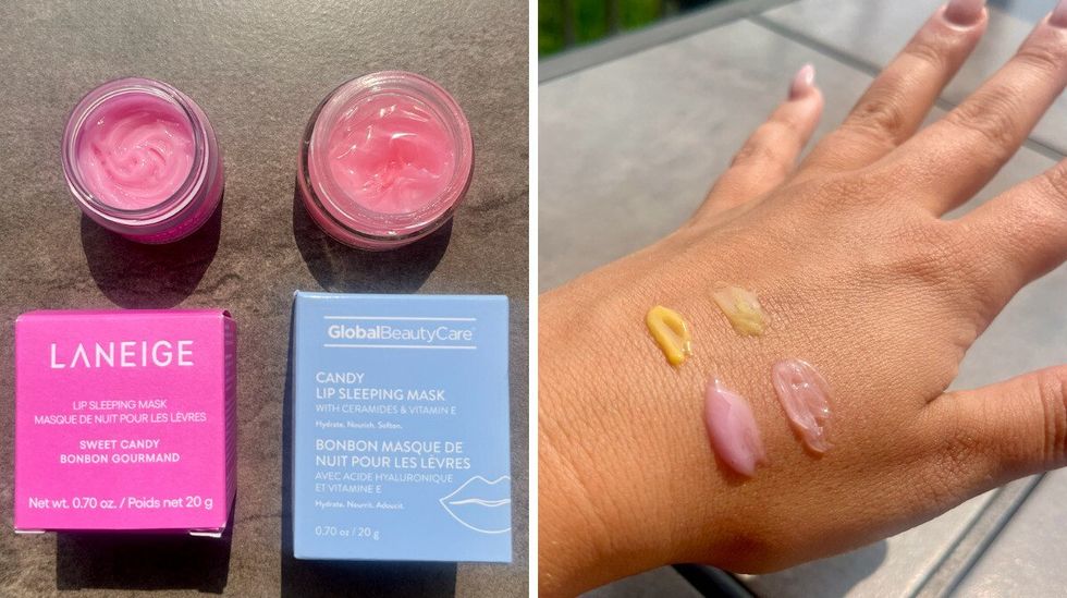 Les maques LANEIGE et Global Beauty Care. Droite : la comparaison des textures.