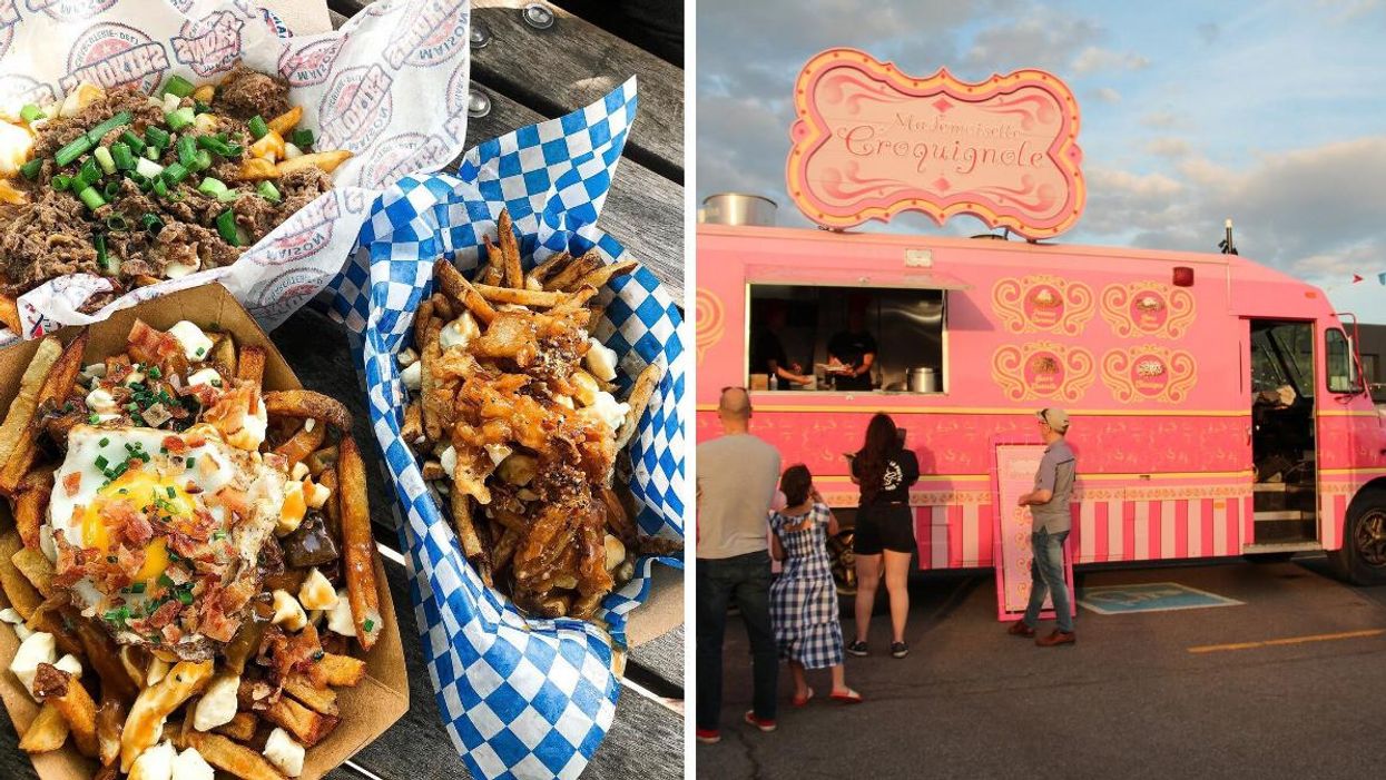 Les poutines du Grand FoodFest. Droite : Le food truck de Mademoiselle Croquignole.