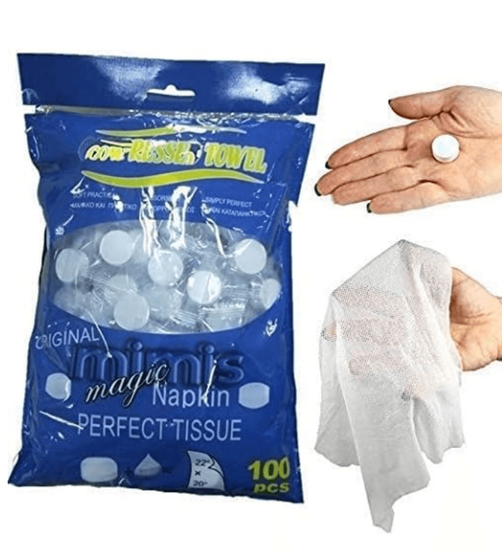 Lot de 100 serviettes en papier extensibles.