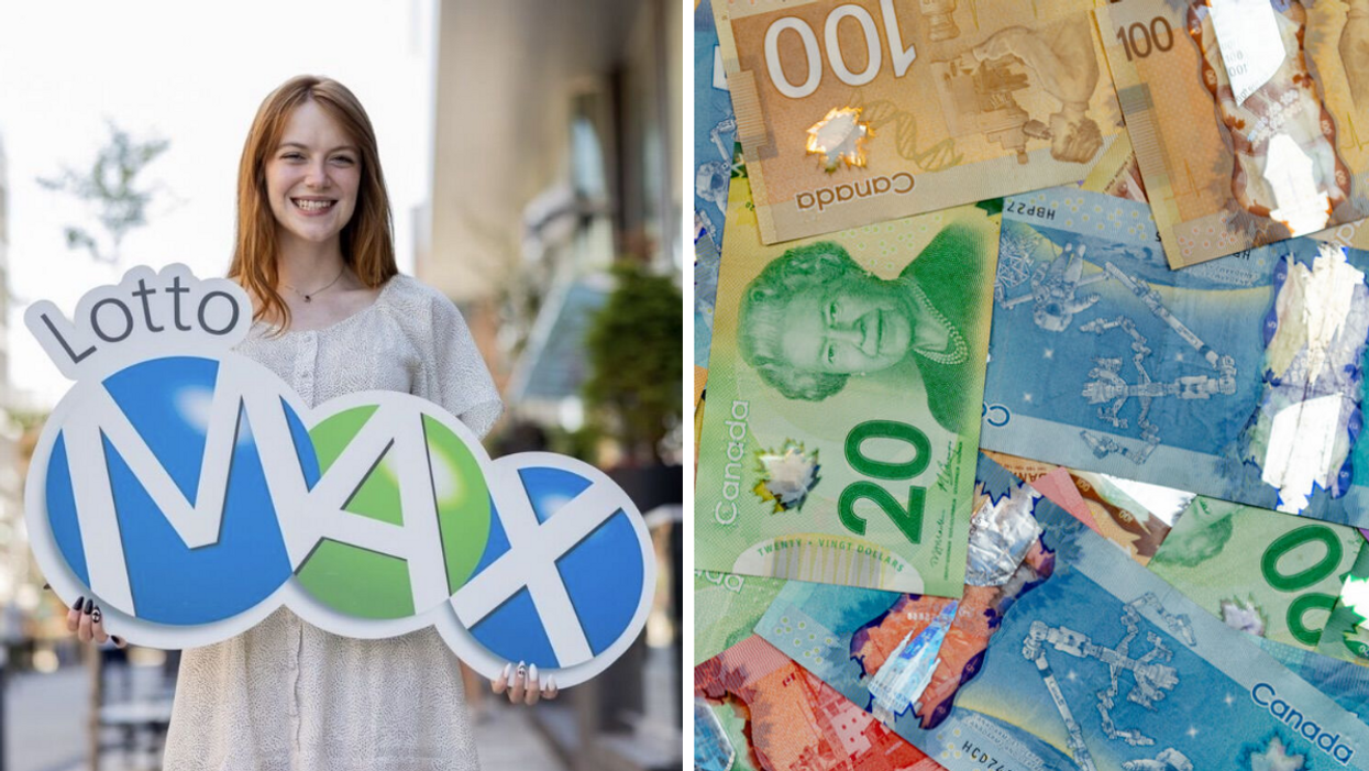 Lotto Max. Droite : Argent canadien.