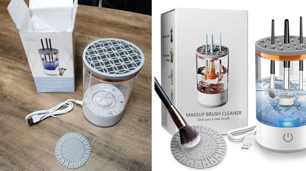 Machine qui nettoie des pinceaux \u00e0 maquillage.