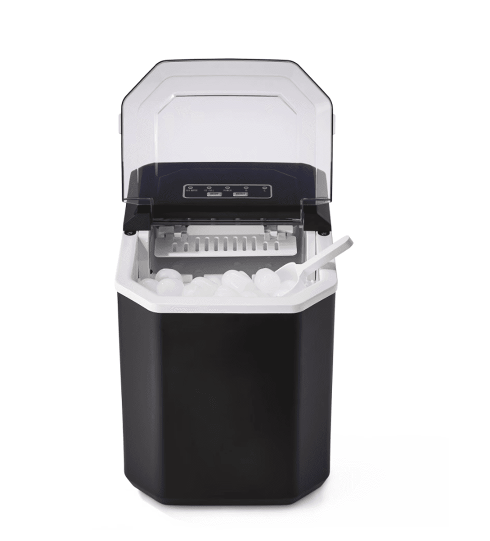 Machine \u00e0 glace de comptoir compacte Master Chef avec affichage \u00e0 DEL, 26 lb de glace/jour, noir.