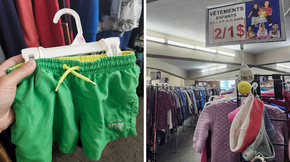 Maillot pour enfant | Droite : rack de v\u00eatements pour enfants.