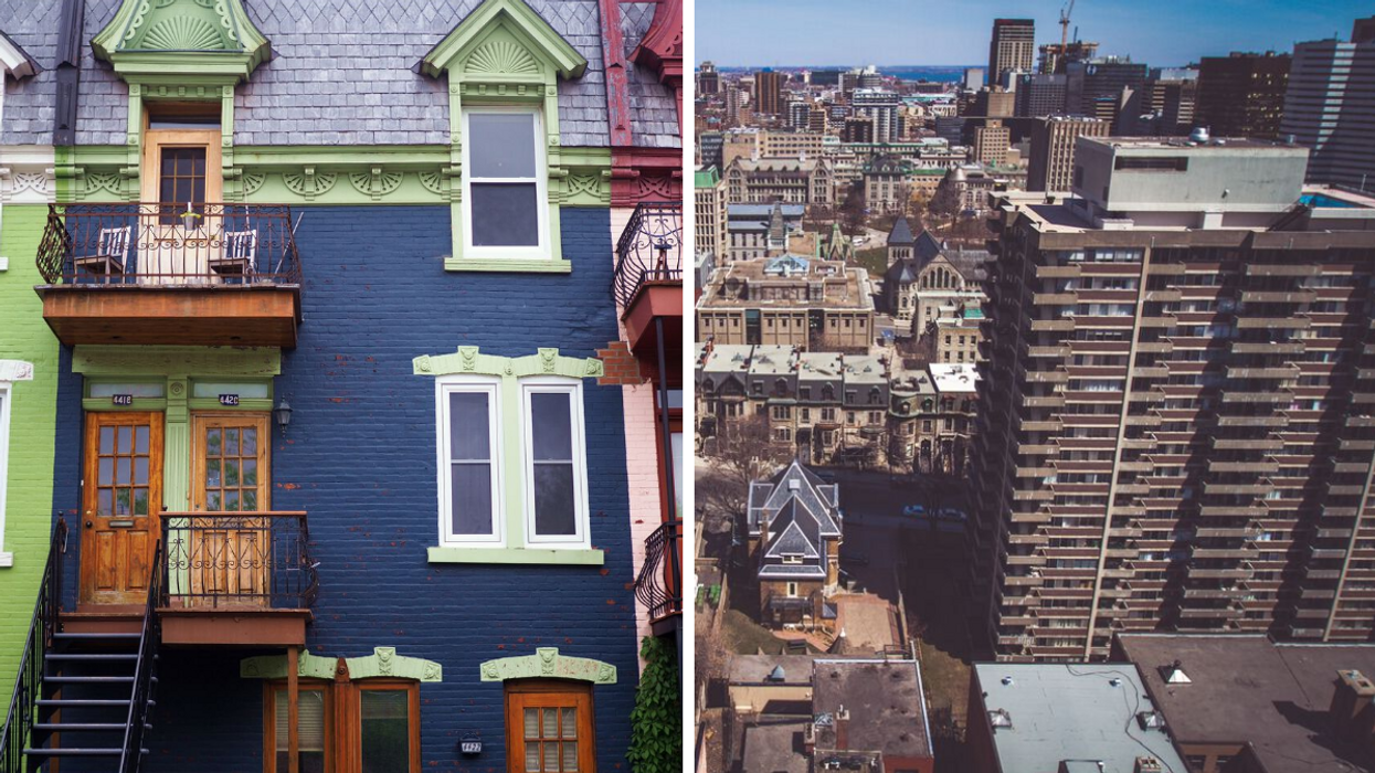 Maison à Montréal. Droite : Centre-ville.
